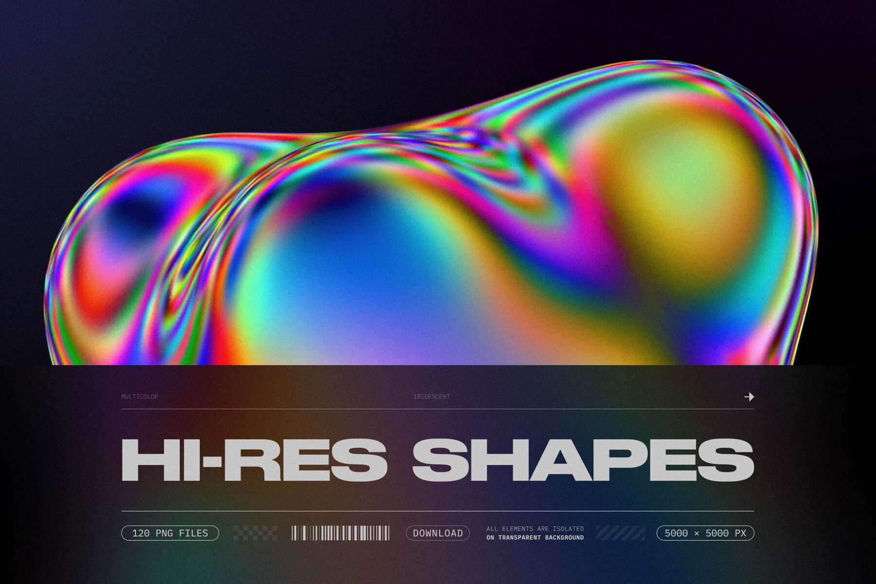 120 Iridescent geometric 3D shapes pack Vol 3 31