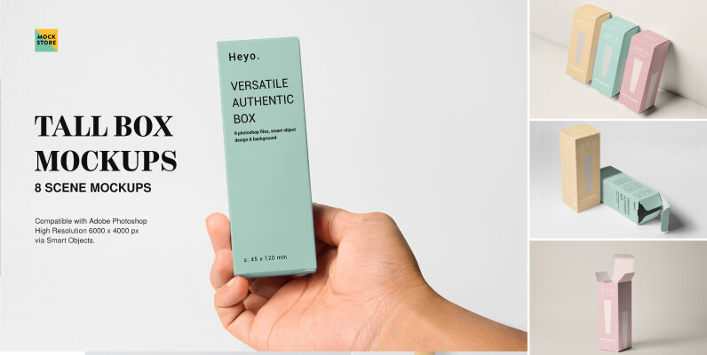 Tall Box Mockup Set