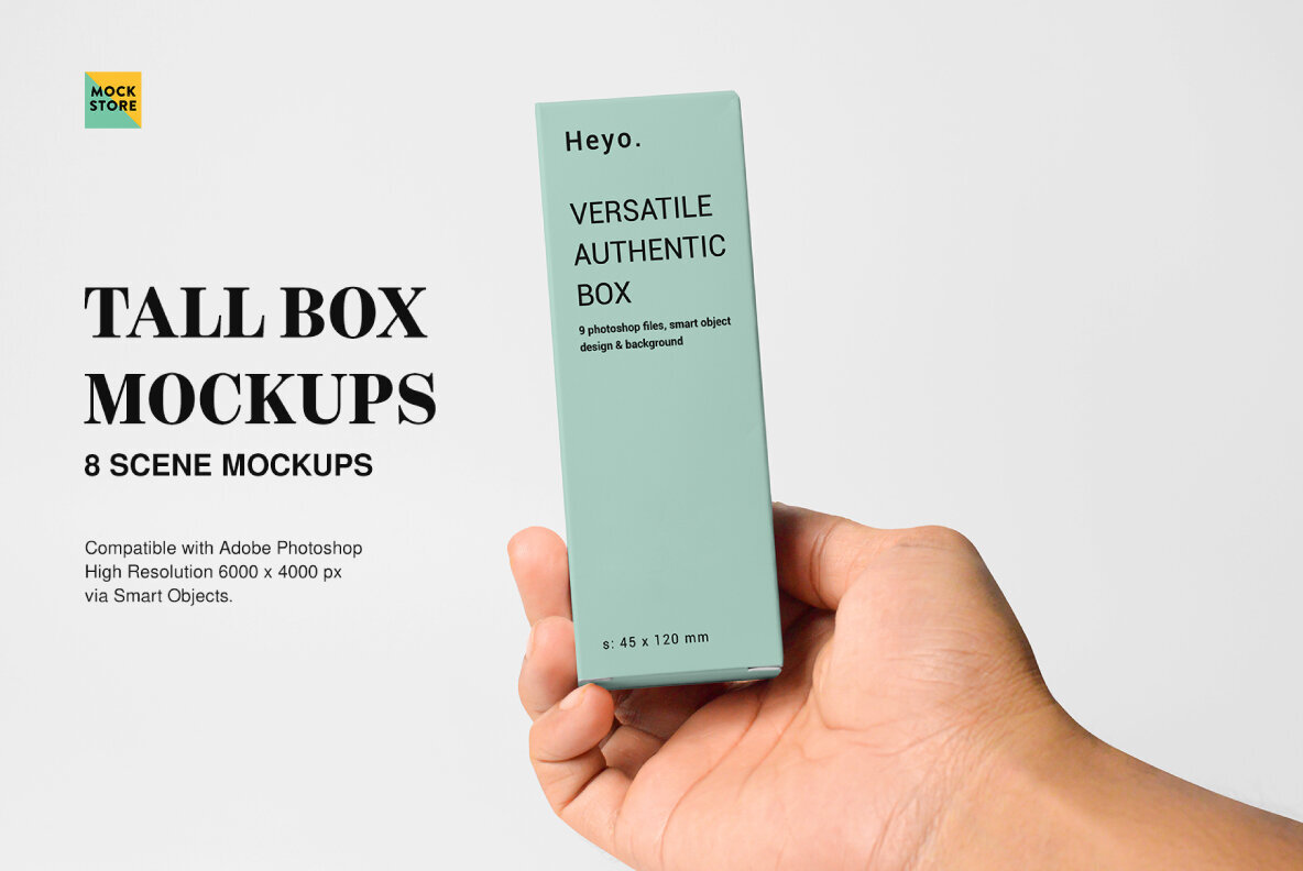 Tall Box Mockup Set 1