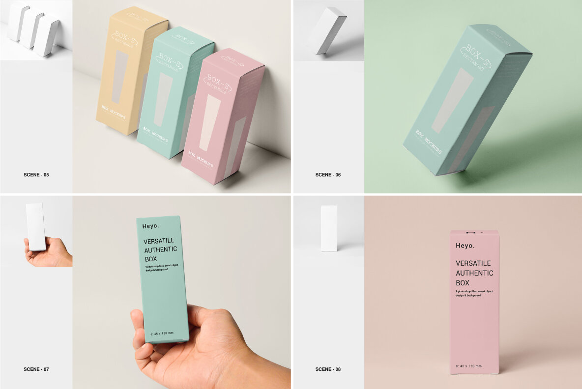 Tall Box Mockup Set 8