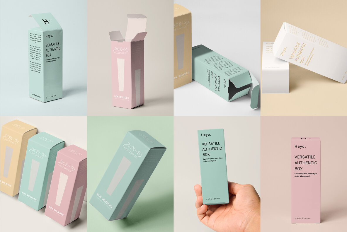 Tall Box Mockup Set 9