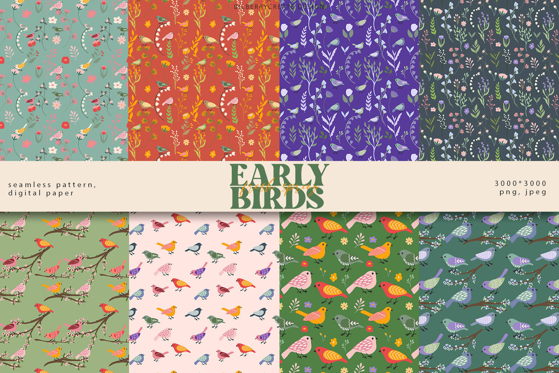Early birds spring art set 10