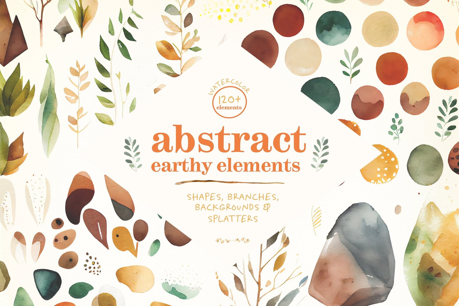 Abstract Earthy Watercolor Elements 2