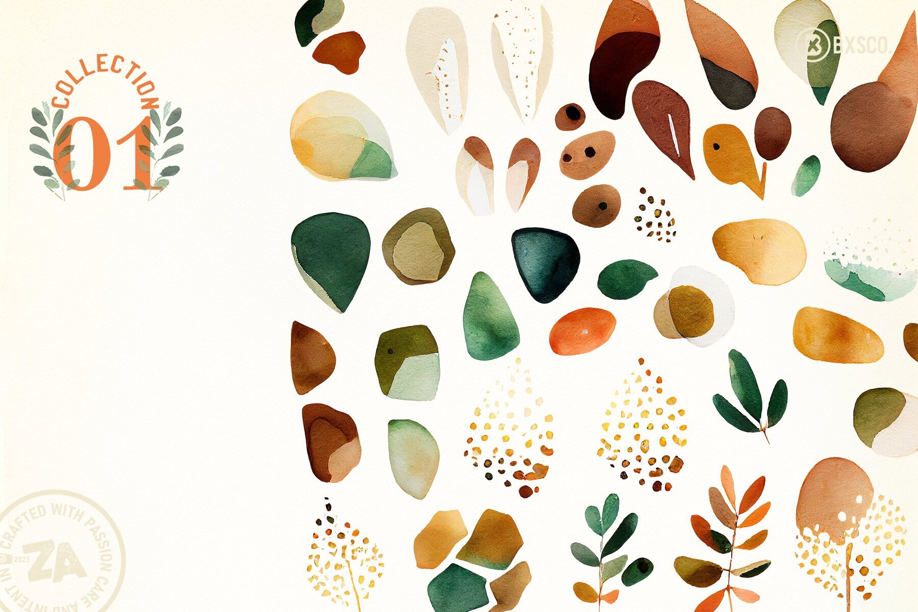 Abstract Earthy Watercolor Elements 3