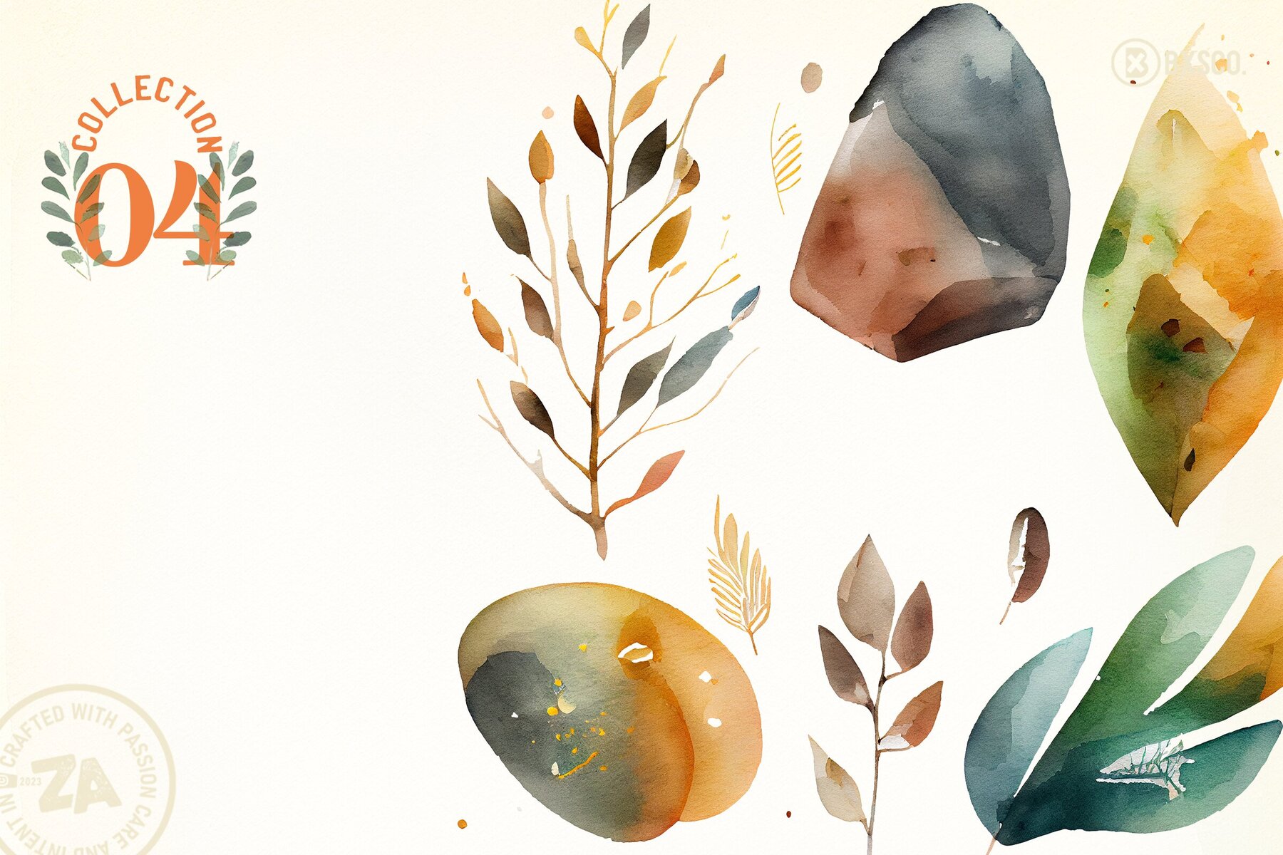 Abstract Earthy Watercolor Elements 6