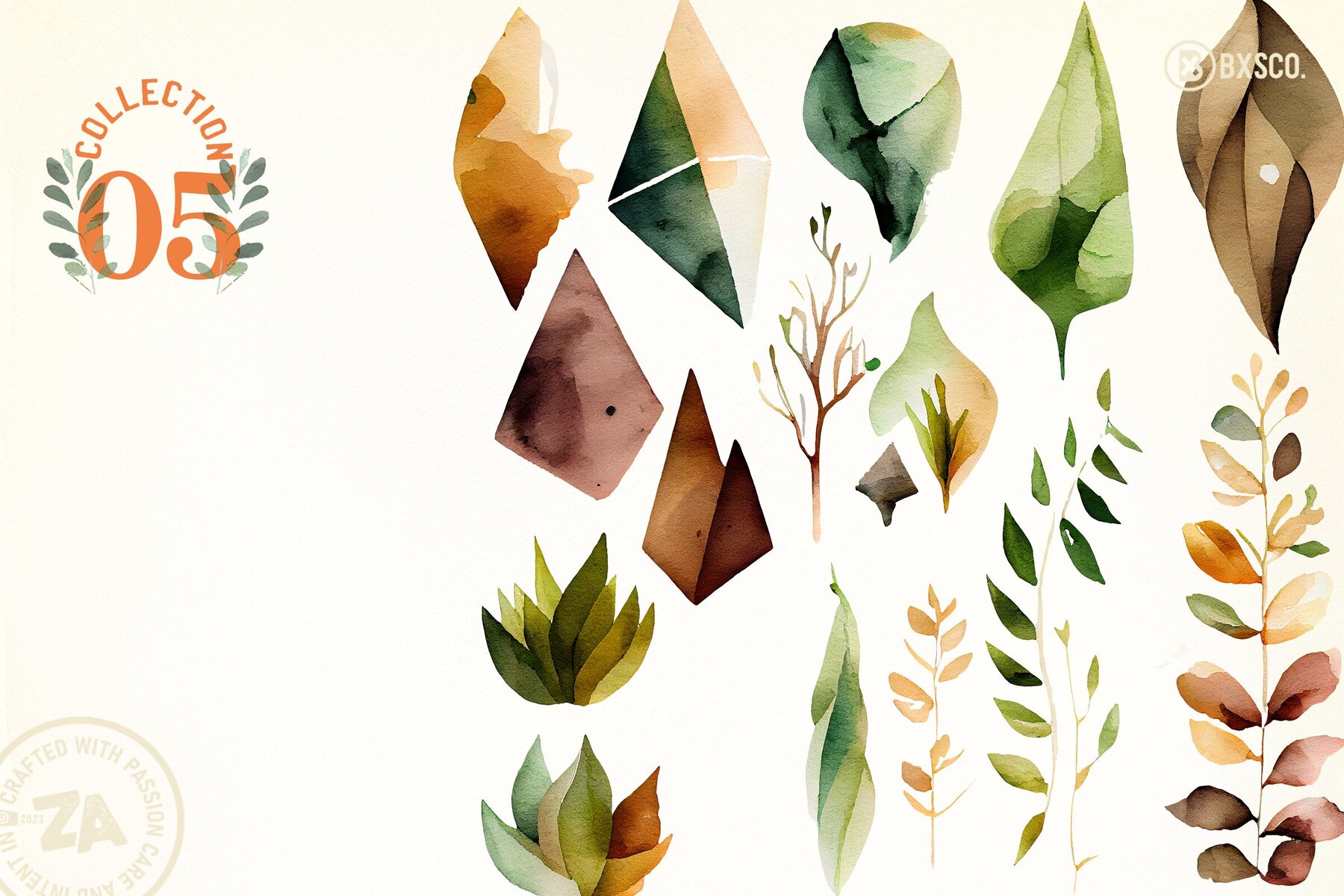 Abstract Earthy Watercolor Elements 7