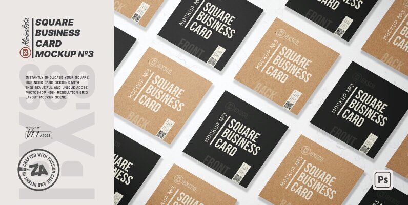 Square Business Card Mockup No  3