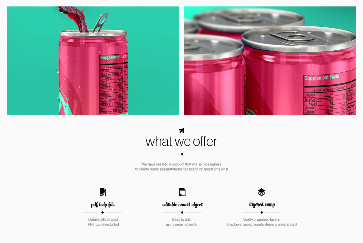 250ml Energy Drink Soda Can Mockup 2