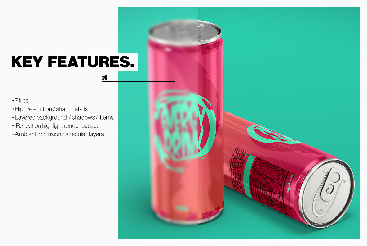 250ml Energy Drink Soda Can Mockup 7