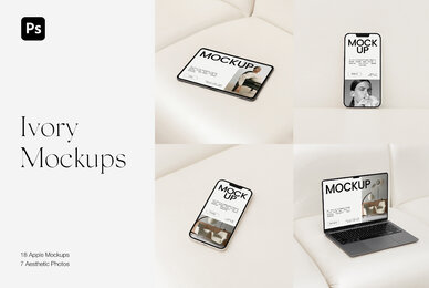Apple Digital Devices Mockups Macbook Iphone Ipad for Photoshop