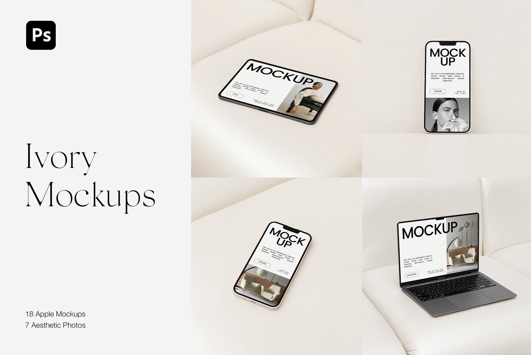 Apple Digital Devices Mockups Macbook Iphone Ipad for Photoshop 1