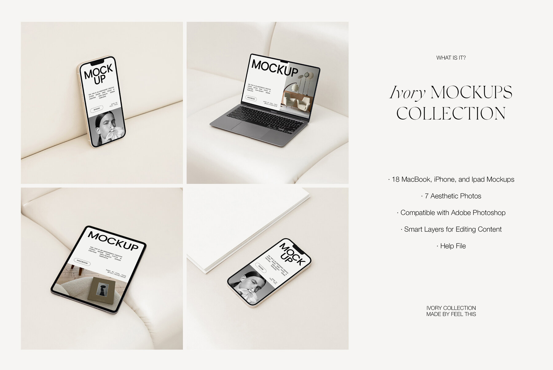 Apple Digital Devices Mockups Macbook Iphone Ipad for Photoshop 2