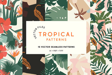 Vector Tropical Jungle Patterns Set