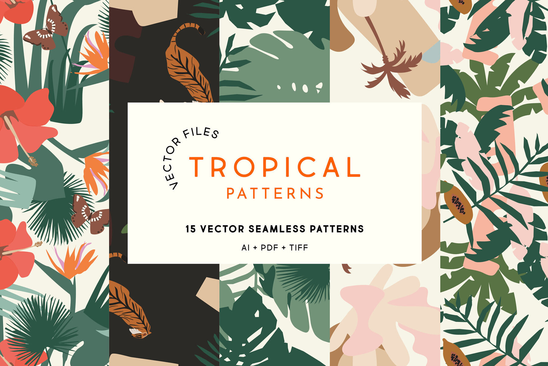 Vector Tropical Jungle Patterns Set 1