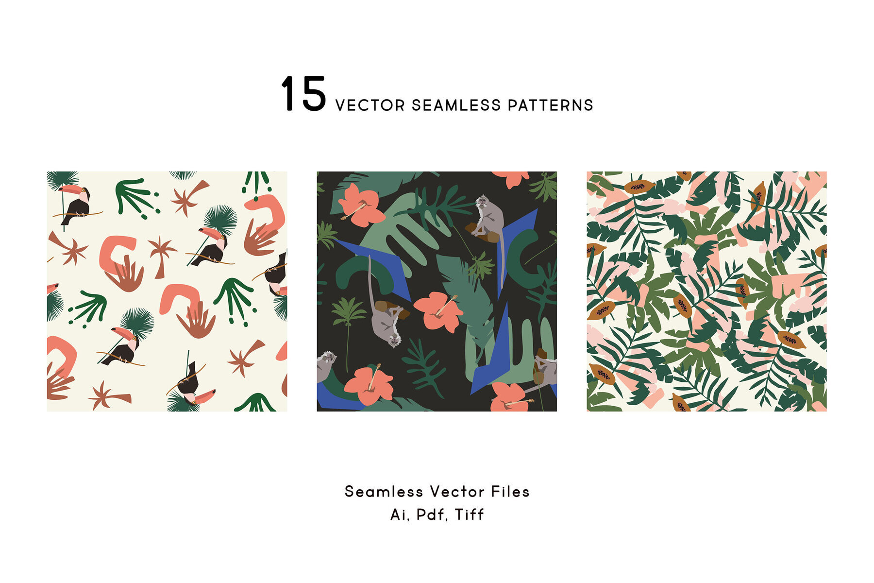 Vector Tropical Jungle Patterns Set 2