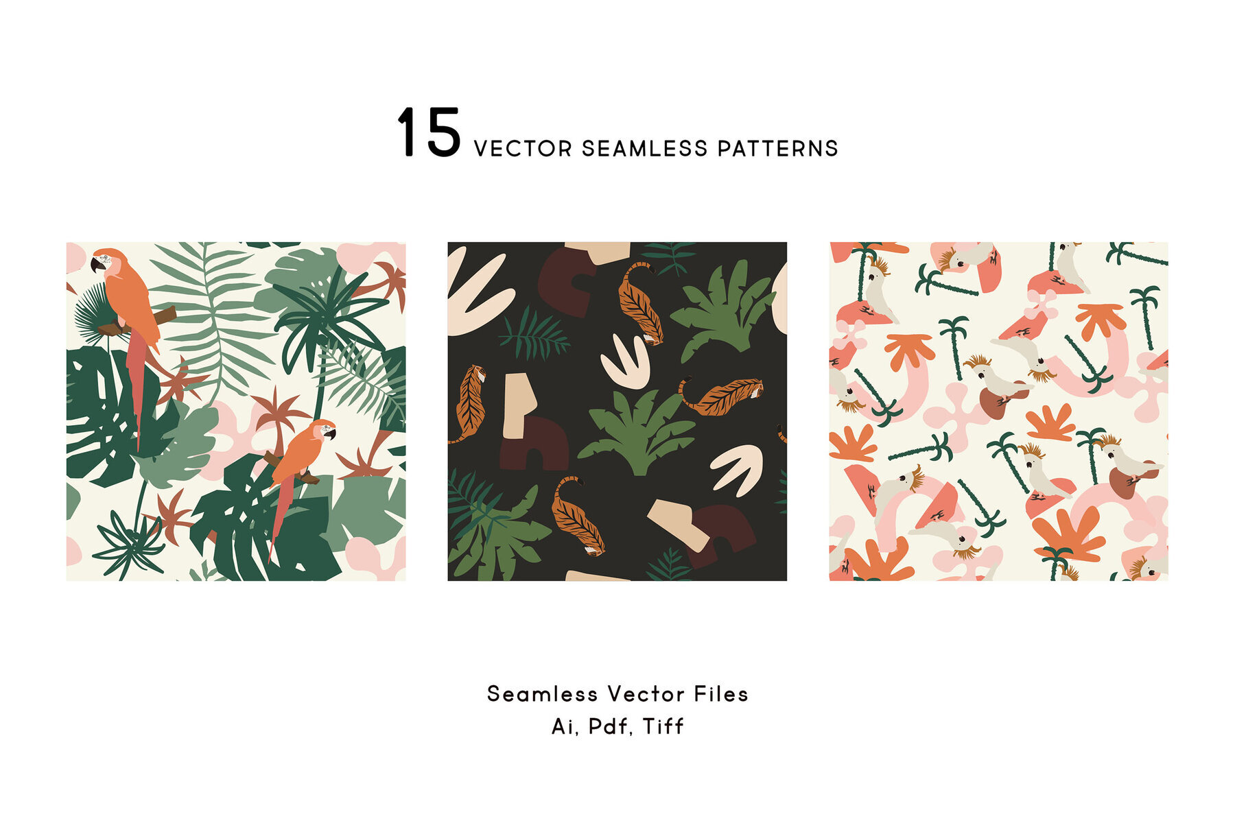 Vector Tropical Jungle Patterns Set 3