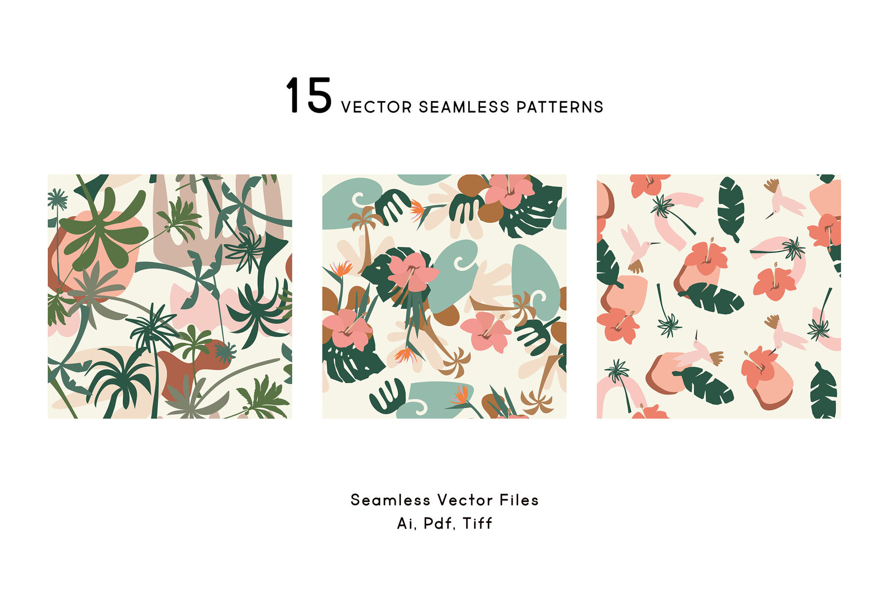 Vector Tropical Jungle Patterns Set 4