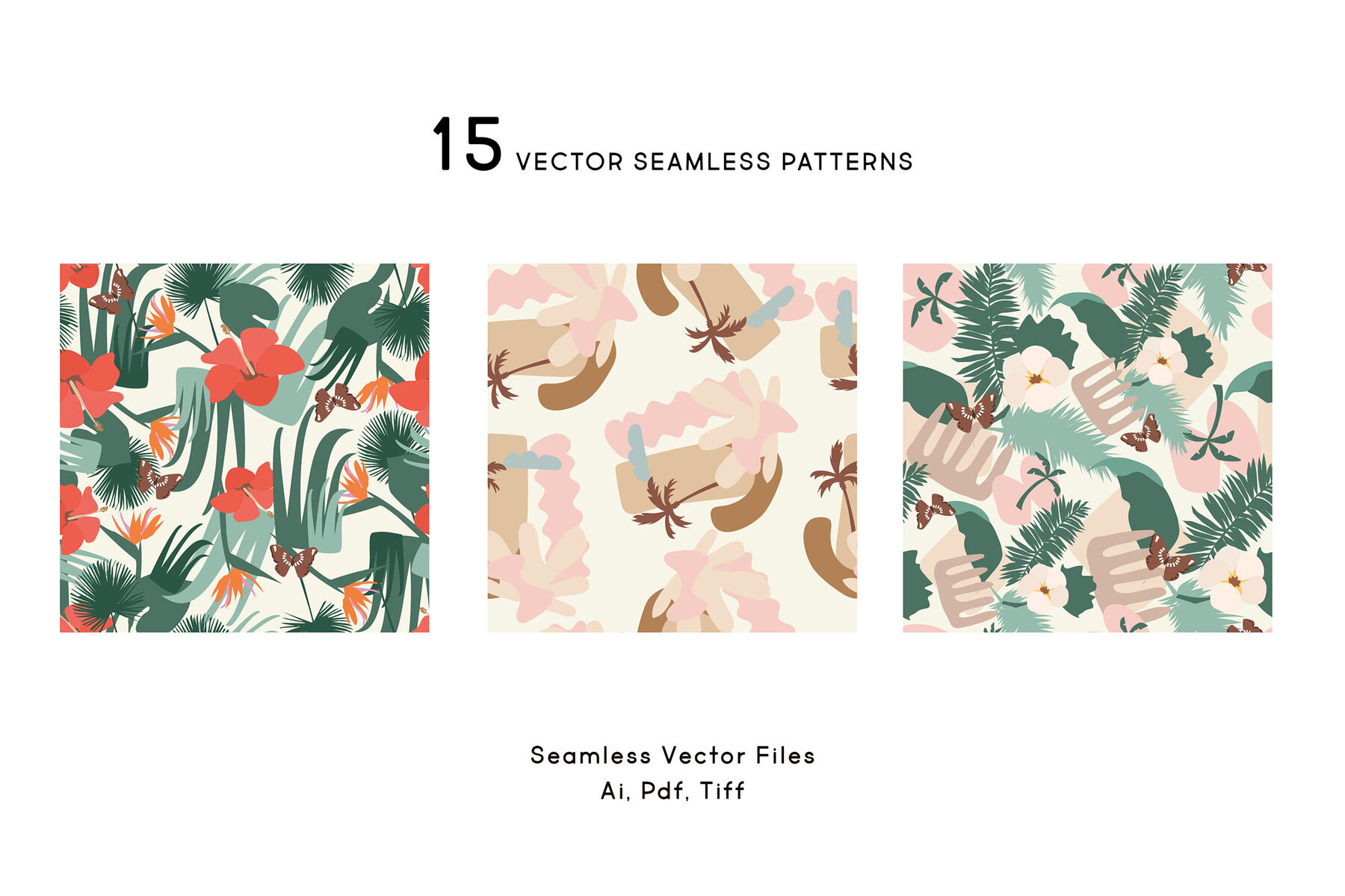 Vector Tropical Jungle Patterns Set 5