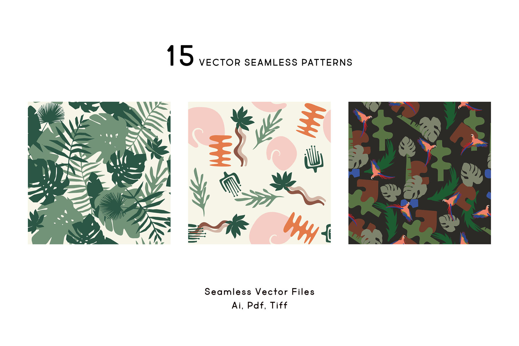 Vector Tropical Jungle Patterns Set 6