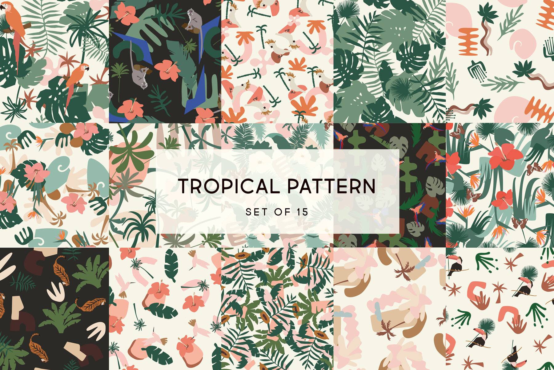 Vector Tropical Jungle Patterns Set 11