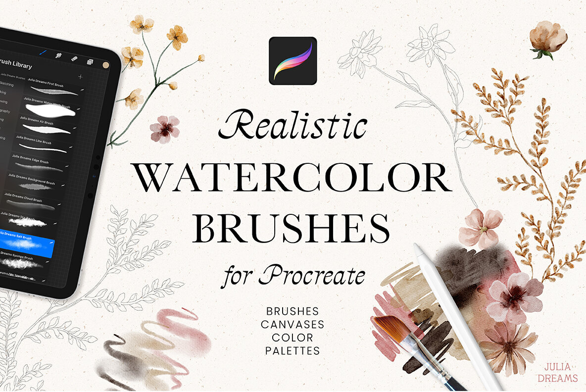 Realistic Watercolor Procreate Brushes 1