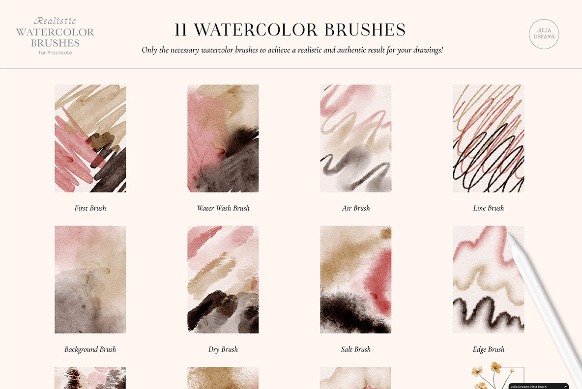Realistic Watercolor Procreate Brushes 3