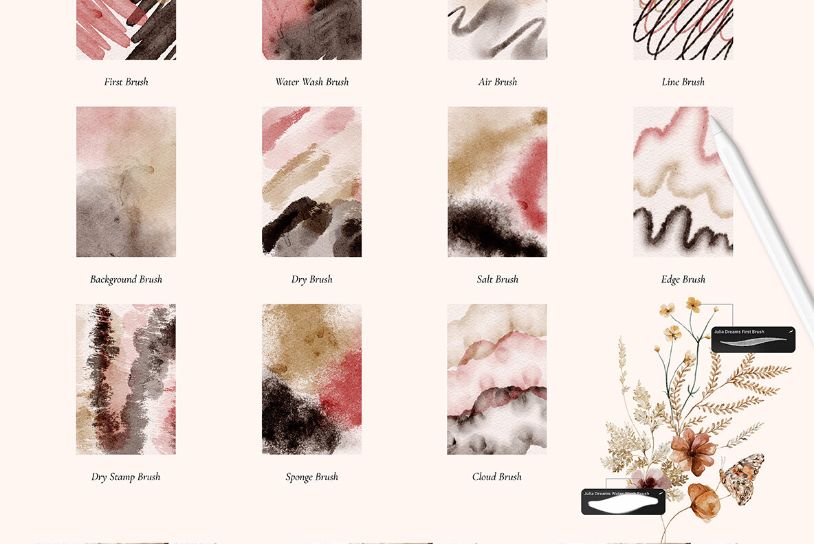 Realistic Watercolor Procreate Brushes 4
