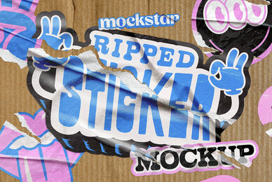 Ripped Sticker Mockup