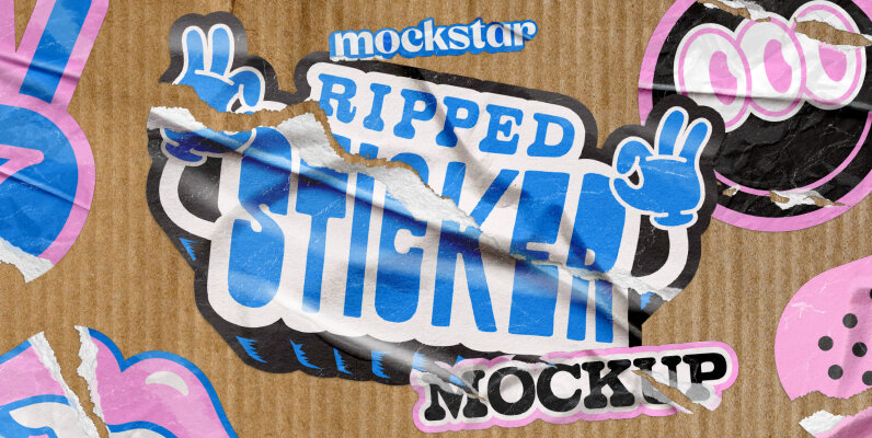 Ripped Sticker Mockup