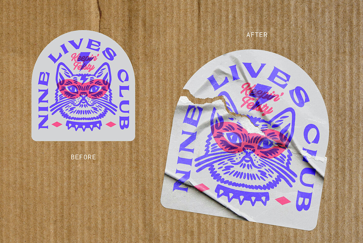 Ripped Sticker Mockup 3