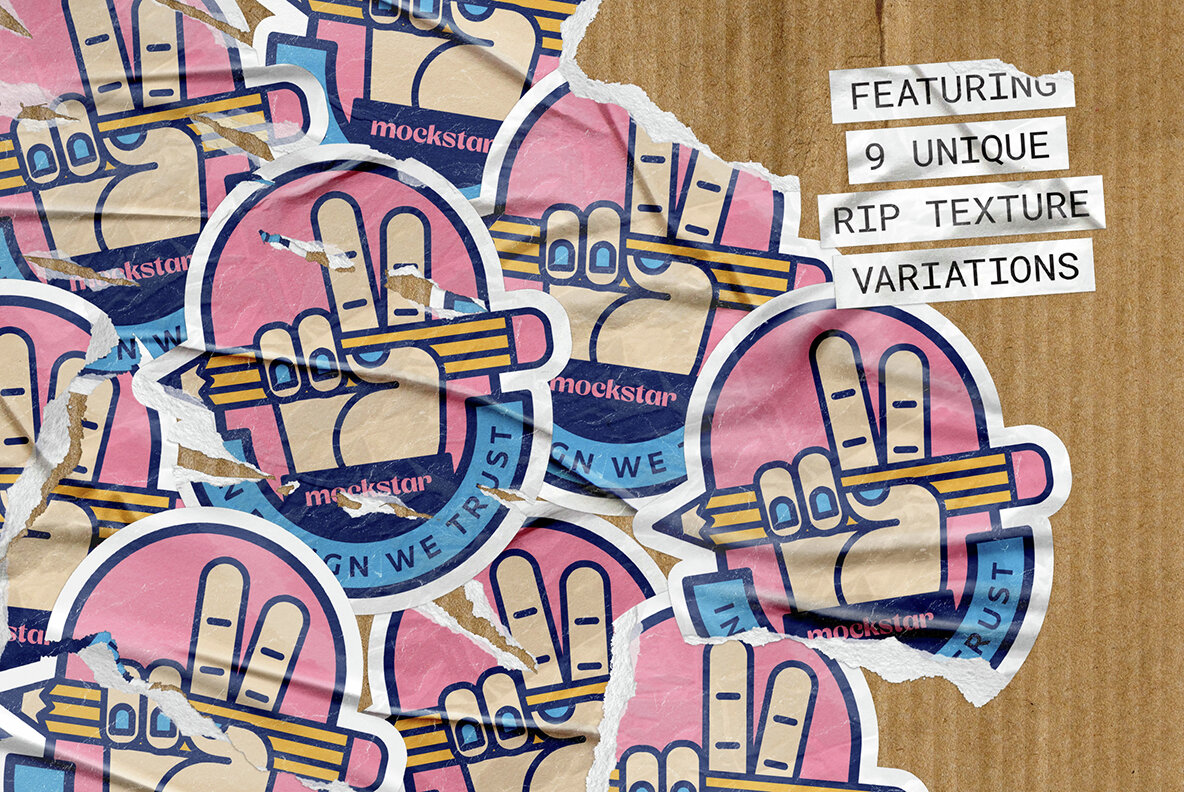 Ripped Sticker Mockup 4
