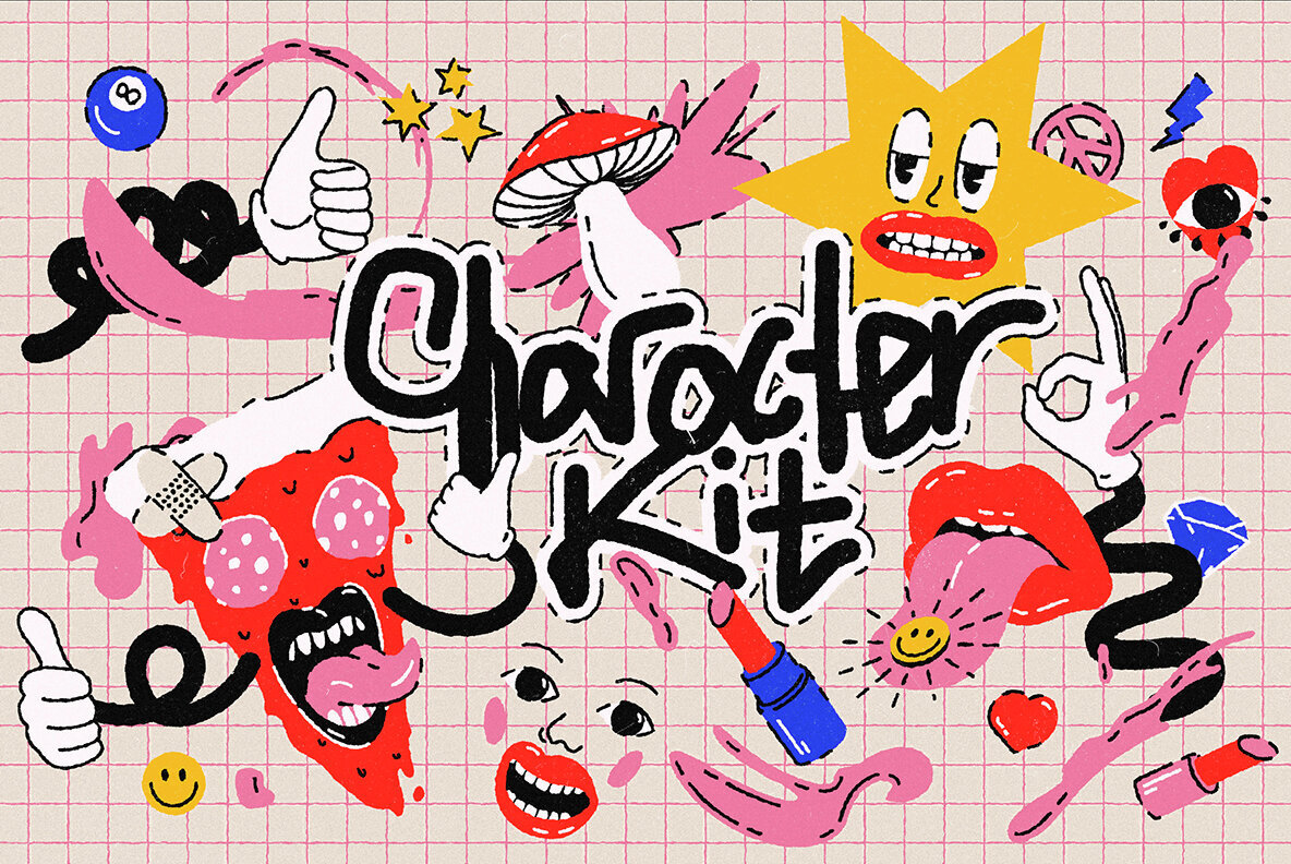Vector Bold Doodle Characters Kit 1
