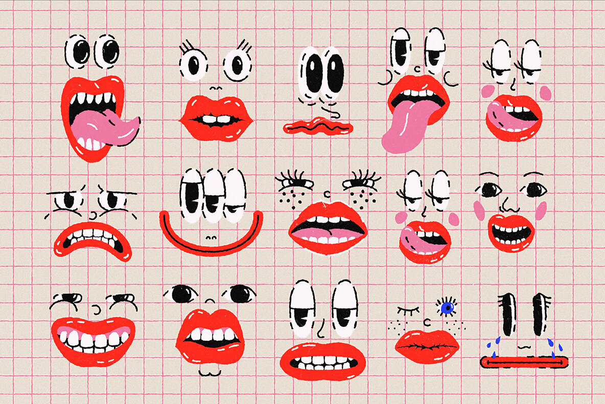 Vector Bold Doodle Characters Kit 2