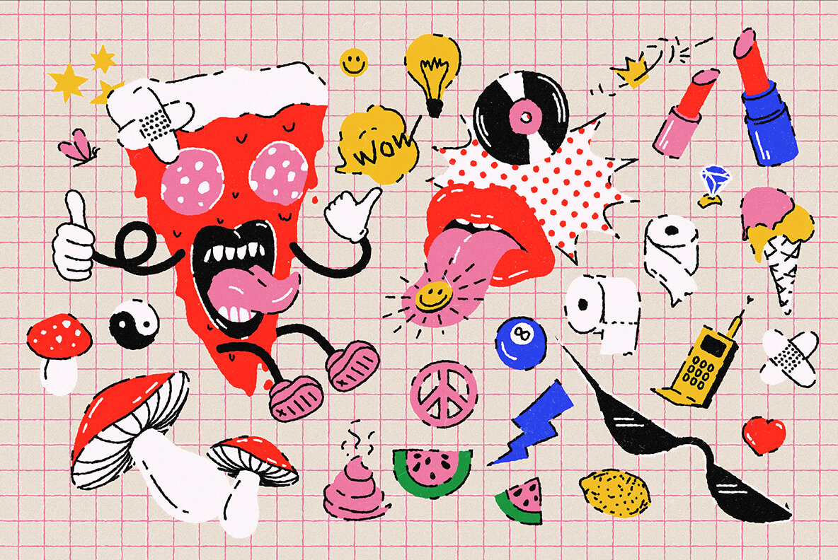 Vector Bold Doodle Characters Kit 6