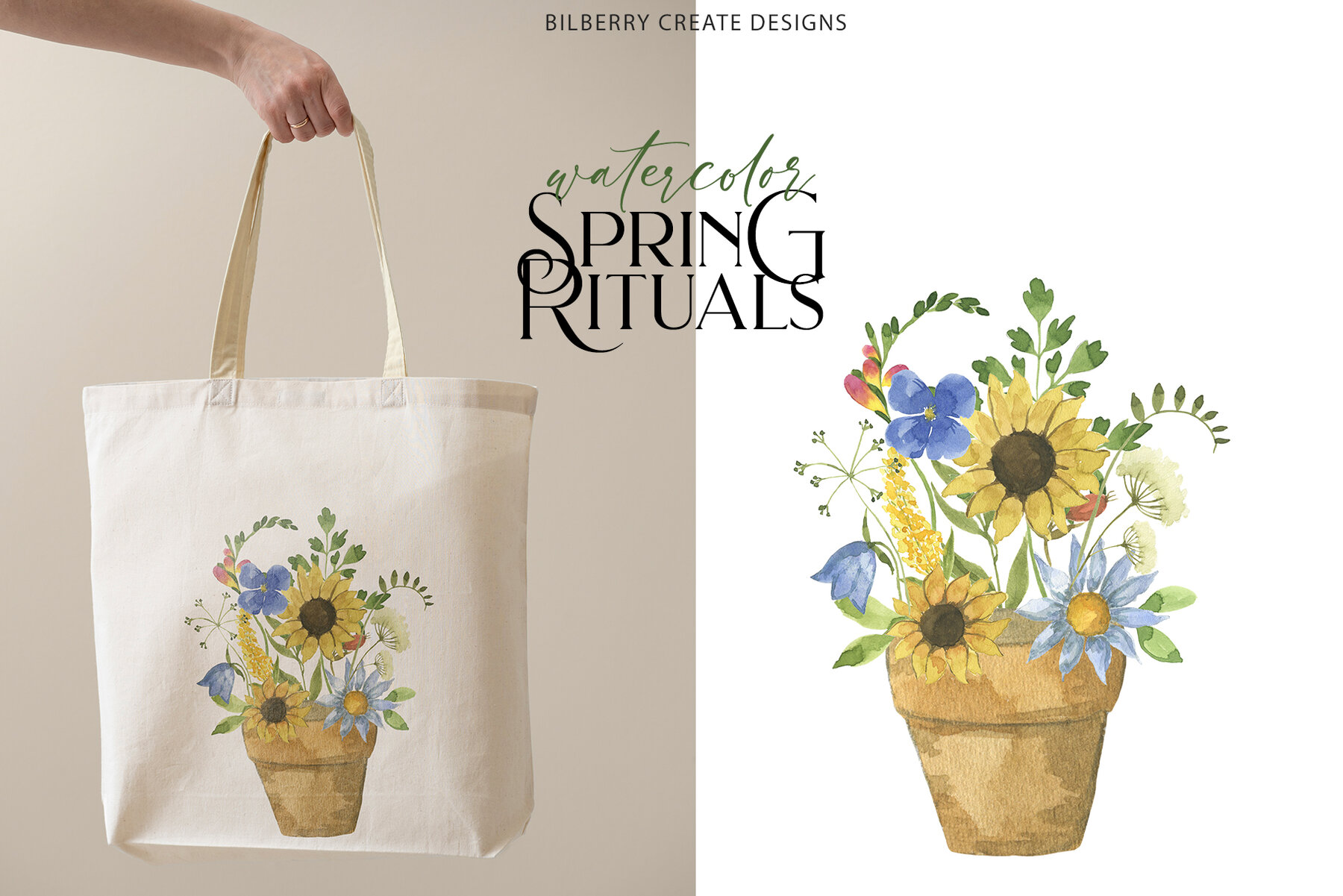 Watercolor Spring Rituals Stock Art 4