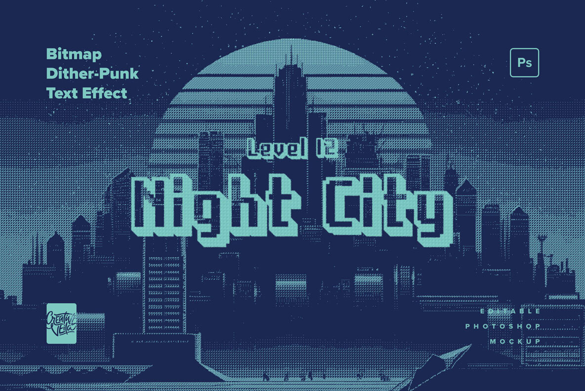 Bitmap Dither Text Effect Set 1