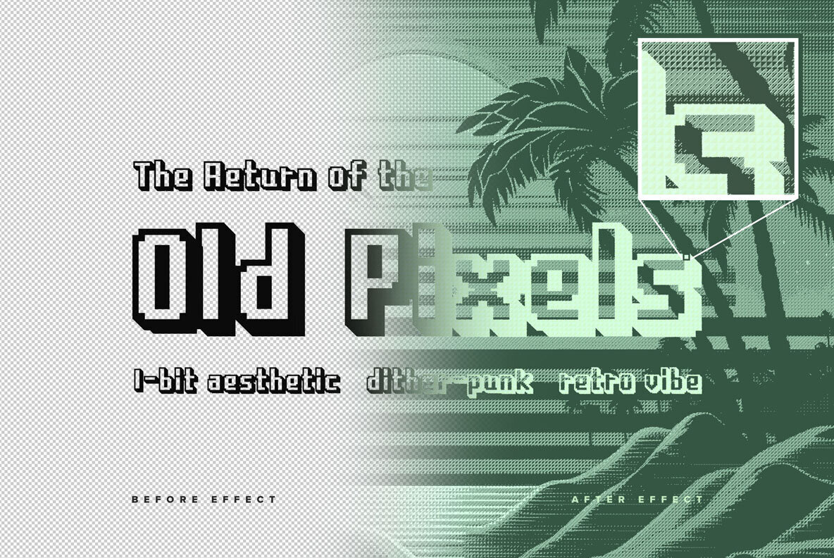 Bitmap Dither Text Effect Set 2
