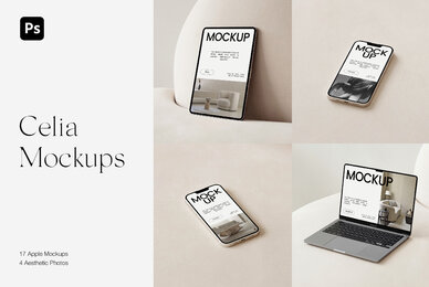 Apple Digital Devices Mockups Macbook Iphone Ipad for Photoshop