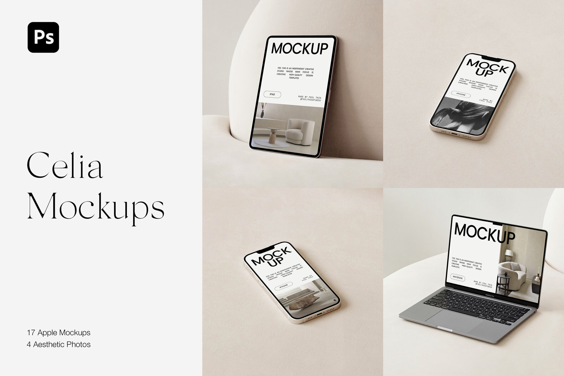 Apple Digital Devices Mockups Macbook Iphone Ipad for Photoshop 1
