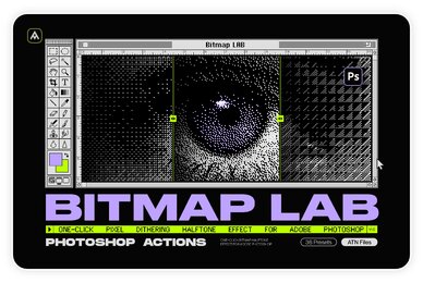 Bitmap LAB     one click pixel halftone Photoshop action