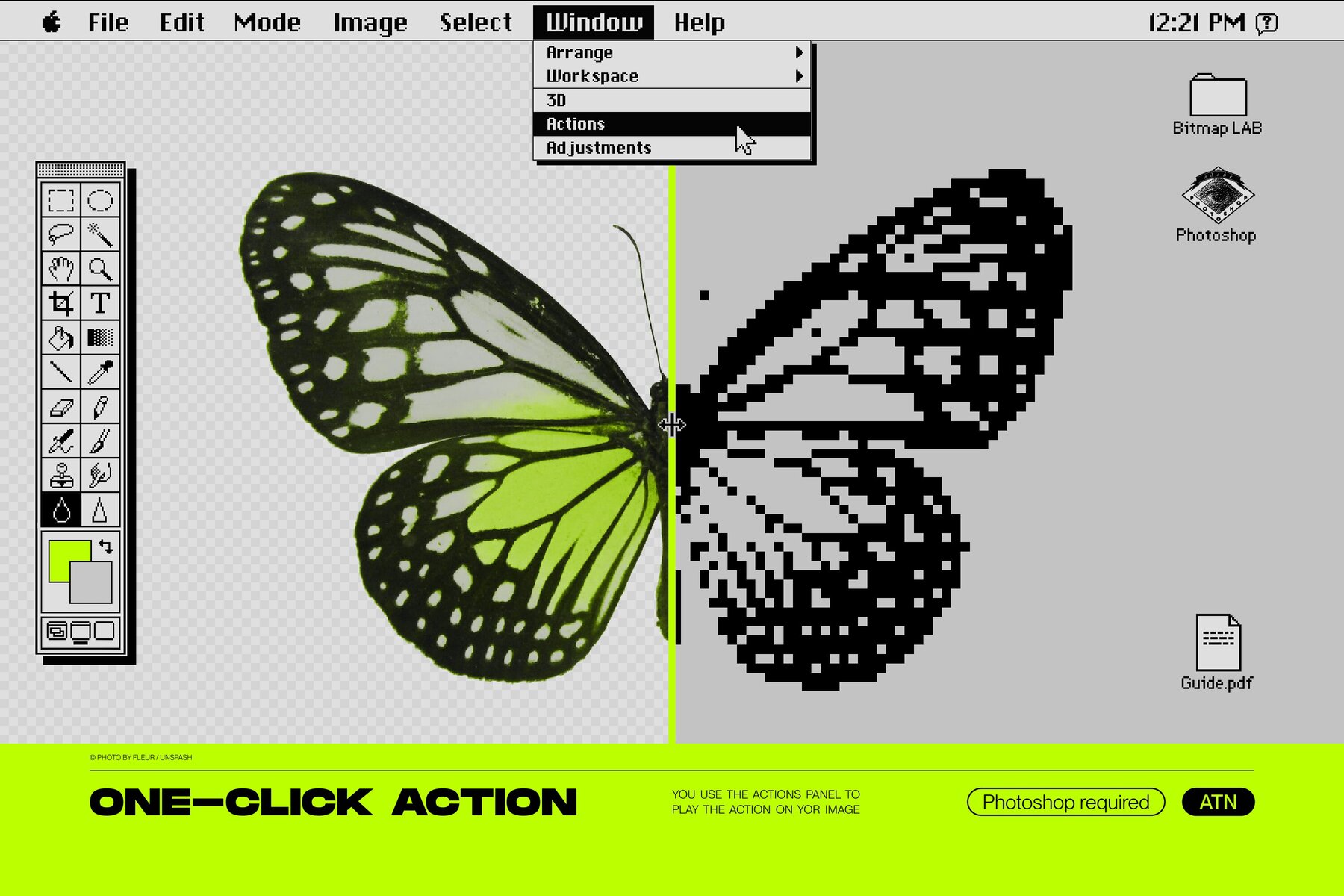Bitmap LAB     one click pixel halftone Photoshop action 4