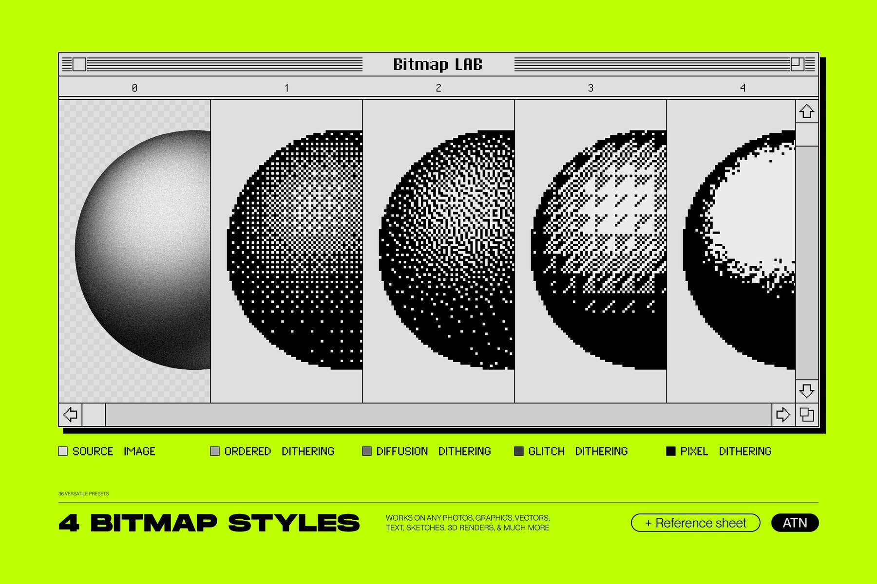 Bitmap LAB     one click pixel halftone Photoshop action 5