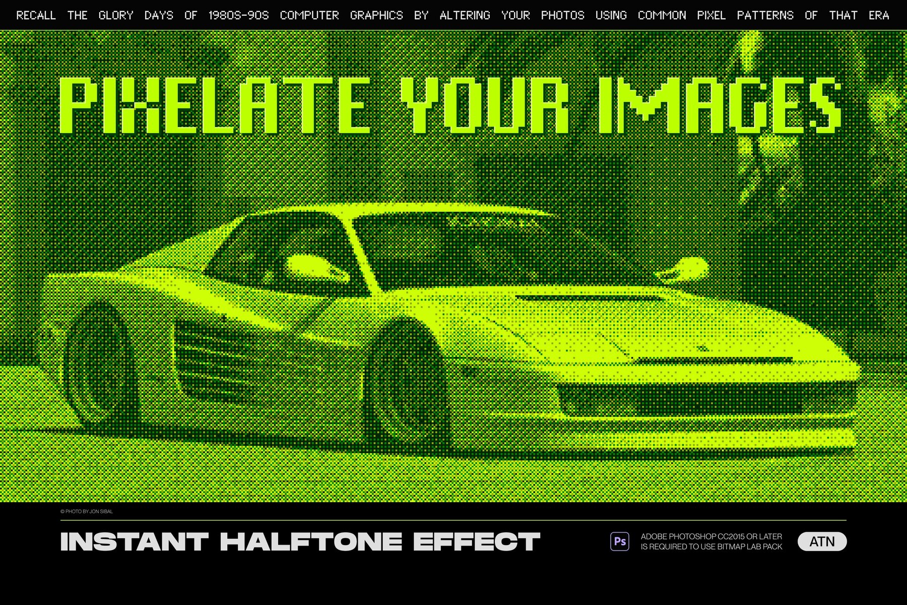 Bitmap LAB     one click pixel halftone Photoshop action 6