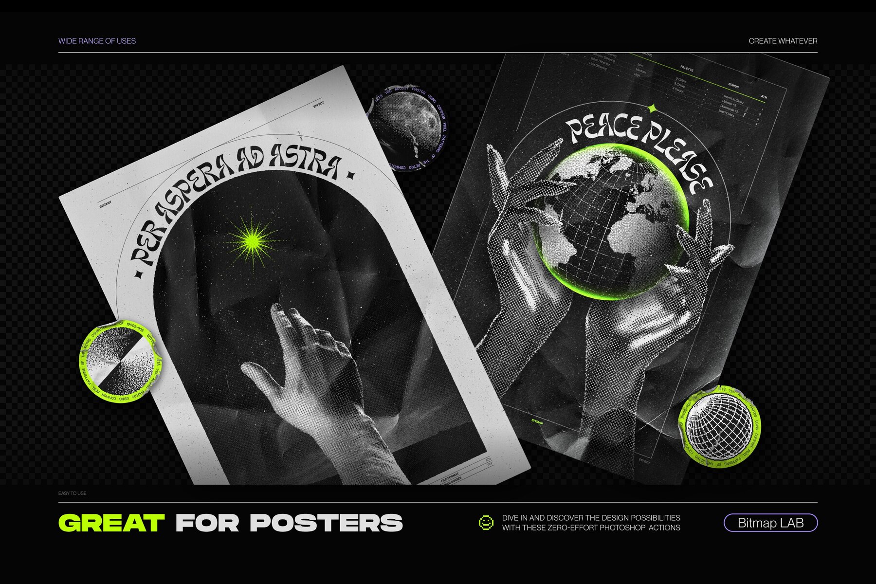 Bitmap LAB     one click pixel halftone Photoshop action 7