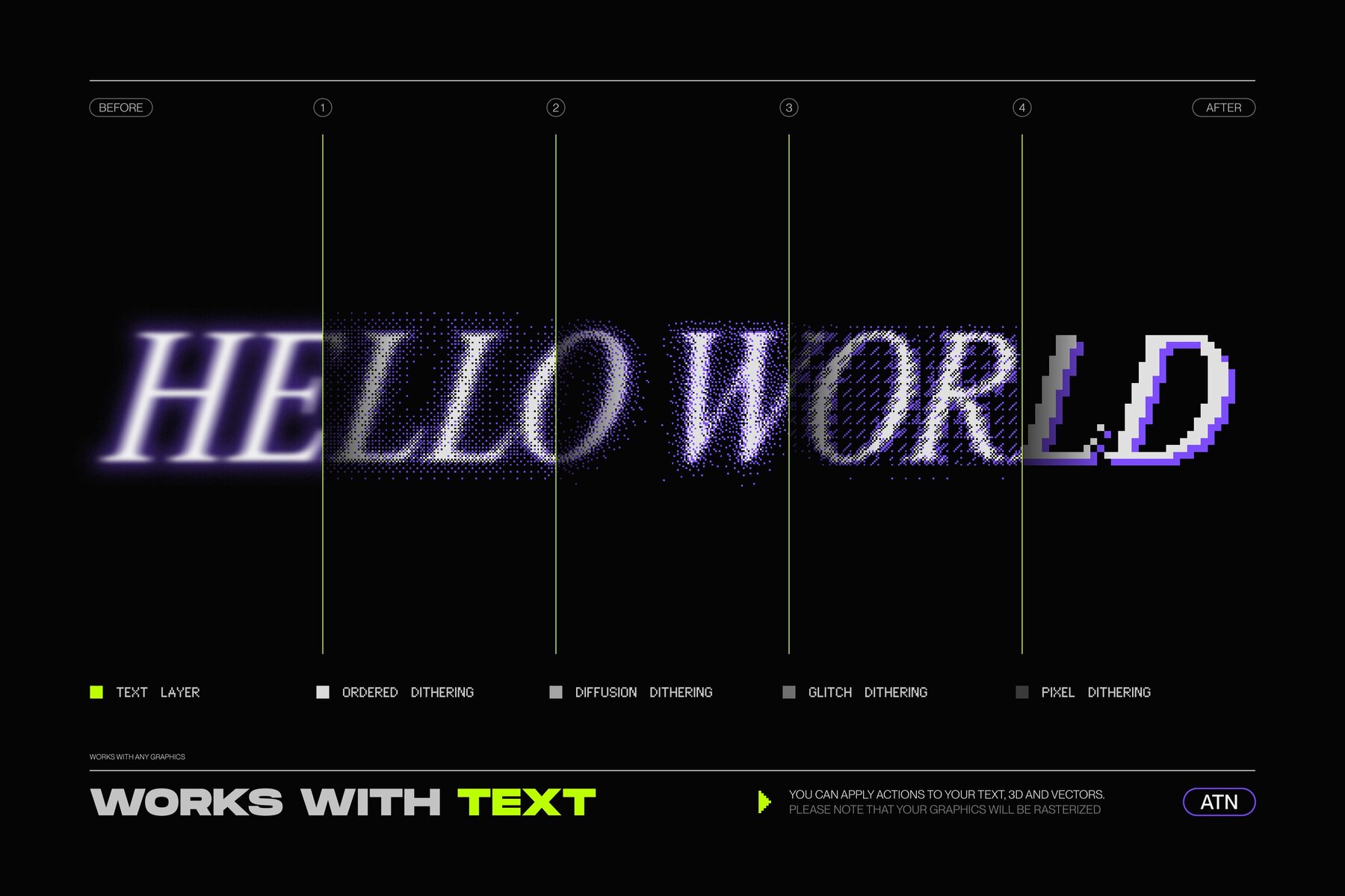 Bitmap LAB     one click pixel halftone Photoshop action 10