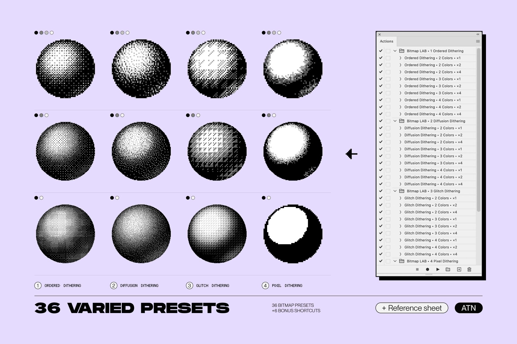 Bitmap LAB     one click pixel halftone Photoshop action 17