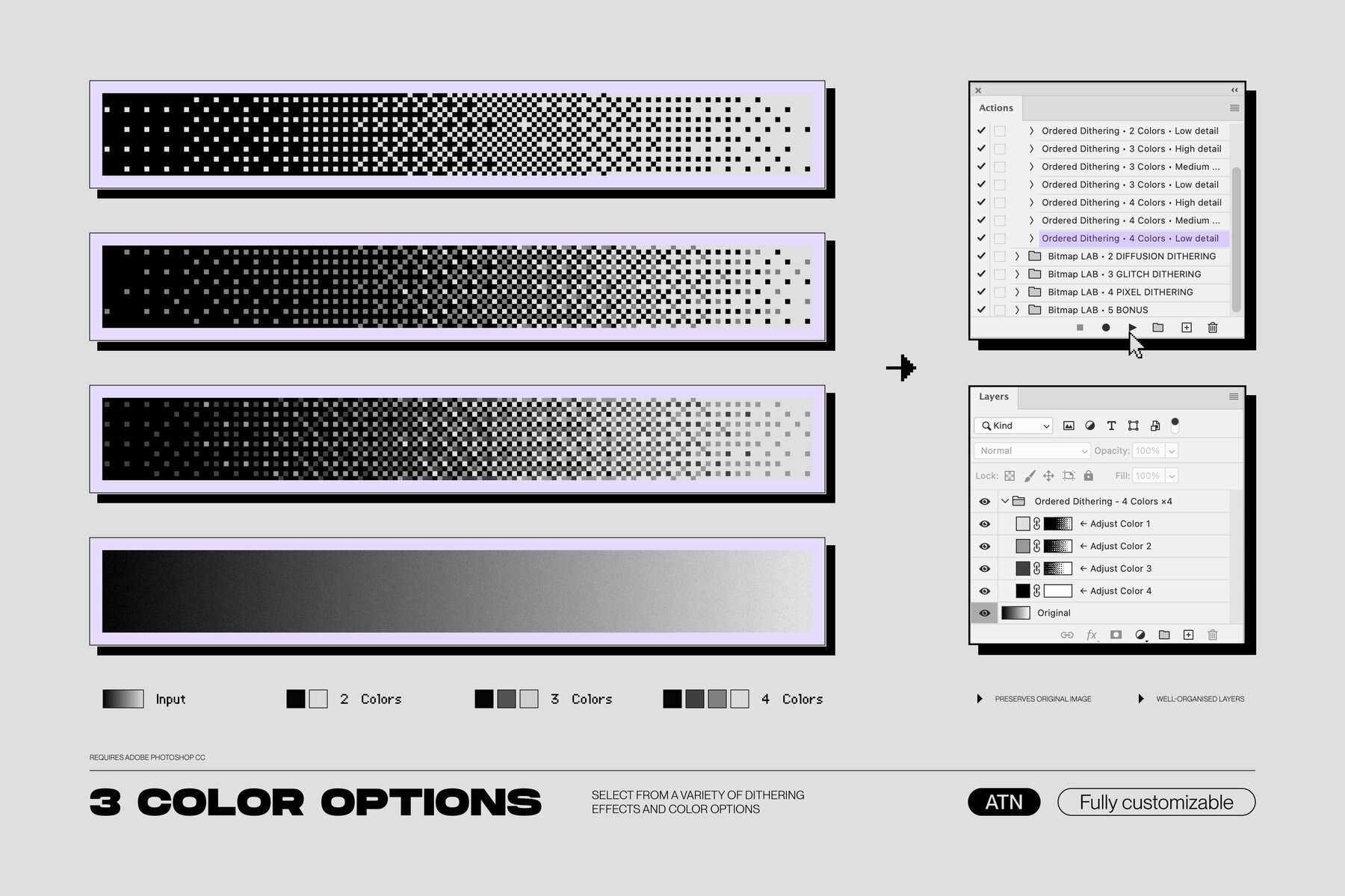 Bitmap LAB     one click pixel halftone Photoshop action 19