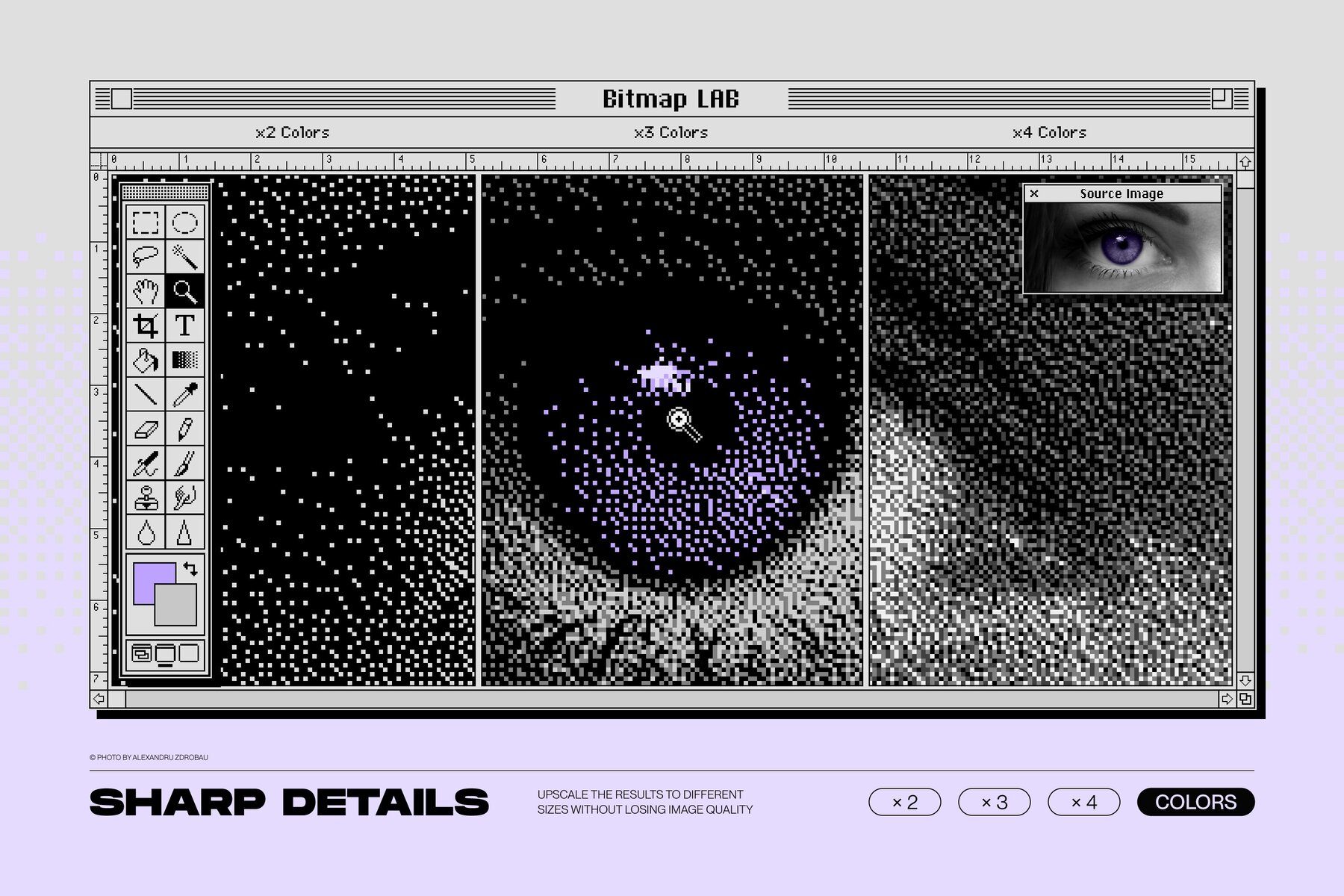 Bitmap LAB     one click pixel halftone Photoshop action 20