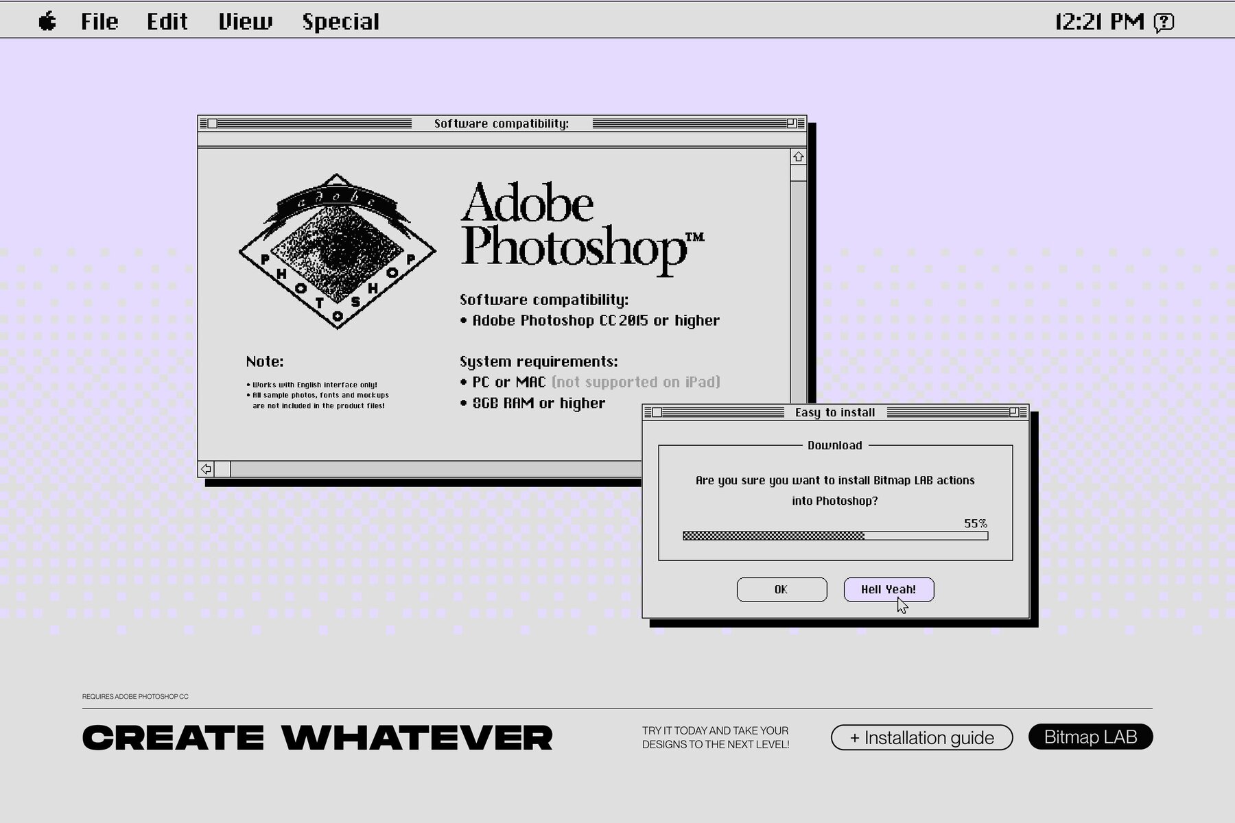 Bitmap LAB     one click pixel halftone Photoshop action 23