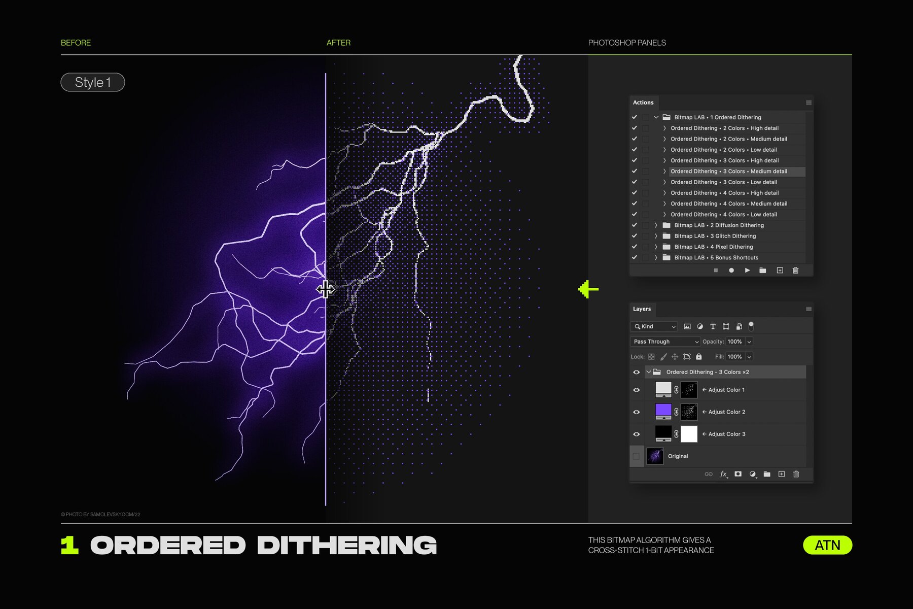 Bitmap LAB     one click pixel halftone Photoshop action 27